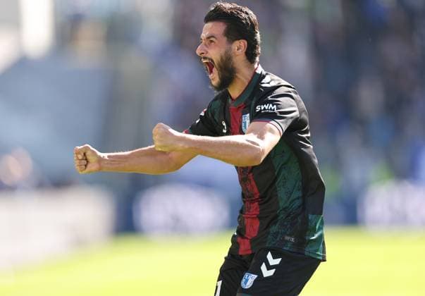 28 09 2024, xdcx, Soccer 2 Bundesliga, SV Darmstadt 98 1 FC Magdeburg, emonline, emspor, despor, v l , Mohammed El Hankouri 1 FC Magdeburg jubilantly cheering jubilantly cheering DFL DFB REGULATIONS PROHIBIT ANY USE OF PHOTOGRAPHS AS IMAGE SEQUENCES AND OR QUASI VIDEO Copyright: HMBxMedia Claus
