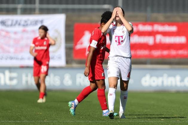 Sara Agrez 1 FC Koeln is disappointed, gestures, gestures during the Woman Bundesliga match between 1 FC Köln and SC Freiburg at Franz Kremer Stadion on September 28, 2024 in Cologne, Germany Photo by Oliver Kaelke DeFodi Images Sara Agrez 1 FC Koeln looks dejected, gestures during the Woman Bundesliga match between 1 FC Köln and SC Freiburg at Franz Kremer Stadion on September 28, 2024 in Köln, Germany Photo by Oliver Kaelke DeFodi Images DFL regulations prohibit any use of photographs as image sequences and or quasi video Defodi 003 678 2024 09 28 OK KOESCF 0466 Defodi-003 DFL regulations prohibit any use of photographs as image sequences and or quasi-video.