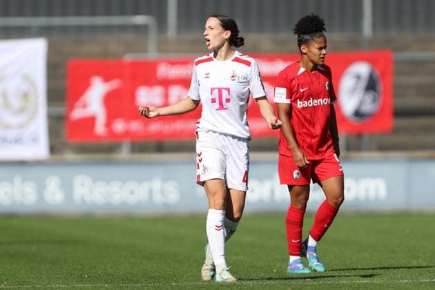 Sara Agrez 1 FC Koeln gestures, gestures during the Woman Bundesliga match between 1 FC Köln and SC Freiburg, Franz Kremer Stadion on September 28, 2024 in Cologne, Germany Photo by Oliver Kaelke DeFodi Images Sara Agrez 1 FC Koeln gestures during the Woman Bundesliga match between 1 FC Köln and SC Freiburg at Franz Kremer Stadion on September 28, 2024 in Köln, Germany Photo by Oliver Kaelke DeFodi Images DFL regulations prohibit any use of photographs as image sequences and or quasi video Defodi 003 678 2024 09 28 OK KOESCF 0472 Defodi-003 DFL regulations prohibit any use of photographs as image sequences and or quasi-video.