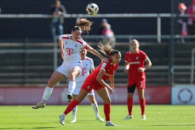 Adriana Achcinska 1 FC Koeln and Miray Cin SC Freiburg in a duel during the Woman Bundesliga match between 1 FC Koeln and SC Freiburg, Franz Kremer Stadion on September 28, 2024 in Cologne, Germany Photo by Oliver Kaelke DeFodi Images Adriana Achcinska 1 FC Koeln and Miray Cin SC Freiburg battle for the ball during the Woman Bundesliga match between 1 FC Köln and SC Freiburg at Franz Kremer Stadion on September 28, 2024 in Köln, Germany Photo by Oliver Kaelke DeFodi Images DFL regulations prohibit any use of photographs as image sequences and or quasi video Defodi 003 678 2024 09 28 OK KOESCF 1476 Defodi-003 DFL regulations prohibit any use of photographs as image sequences and or quasi-video.