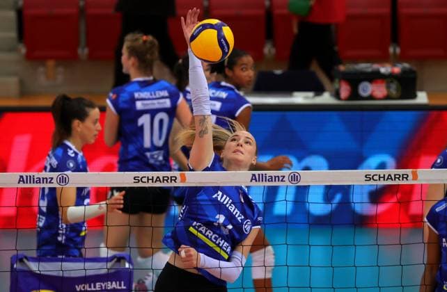 BAU 28 09 2024 Stuttgart Volleyball Supercup Allianz MTV Stuttgart vs Schwarz Weiss Erfurt, Kelsey Veltman Allianz