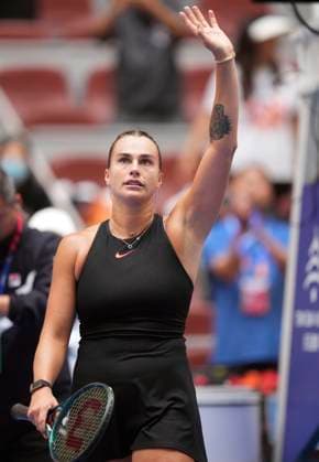 BEIJING, CHINA - SEPTEMBER 28: Aryna Sabalenka of Belarus reacts in the Women s Singles Round of 64 match against Mananchaya Sawangkaew of Thailand on day six of 2024 China Open at National Tennis Center on September 28, 2024 in Beijing, China.  Copyright: xBeijingxYouthxDailyx 111520738313