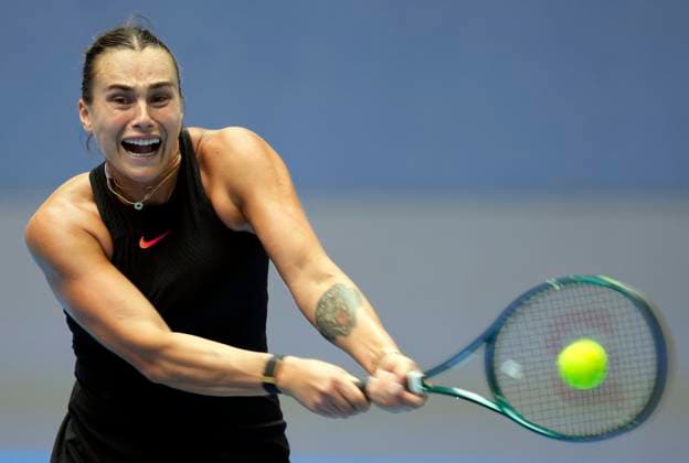 BEIJING, CHINA - SEPTEMBER 28: Aryna Sabalenka of Belarus competes in the Women s Singles Round of 64 match against Mananchaya Sawangkaew of Thailand on day six of 2024 China Open at National Tennis Center on September 28, 2024 in Beijing, China.  Copyright: xBeijingxYouthxDailyx 111520738298