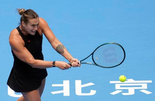 BEIJING, CHINA - SEPTEMBER 28: Aryna Sabalenka of Belarus competes in the Women s Singles Round of 64 match against Mananchaya Sawangkaew of Thailand on day six of 2024 China Open at National Tennis Center on September 28, 2024 in Beijing, China.  Copyright: xBeijingxYouthxDailyx 111520738279