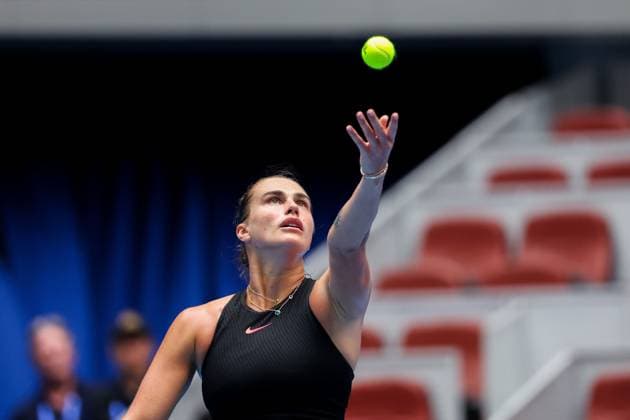 BEIJING, CHINA - SEPTEMBER 28: Aryna Sabalenka of Belarus competes in the Women s Singles Round of 64 match against Mananchaya Sawangkaew of Thailand on day six of 2024 China Open at National Tennis Center on September 28, 2024 in Beijing, China.  Copyright: xVCGx 111520849442