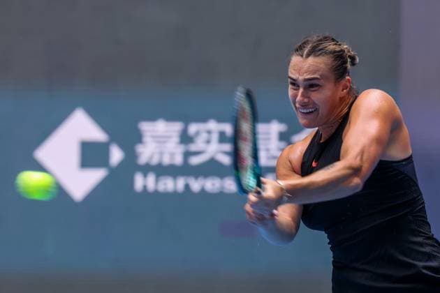 BEIJING, CHINA - SEPTEMBER 28: Aryna Sabalenka of Belarus competes in the Women s Singles Round of 64 match against Mananchaya Sawangkaew of Thailand on day six of 2024 China Open at National Tennis Center on September 28, 2024 in Beijing, China.  Copyright: xVCGx 111520849405
