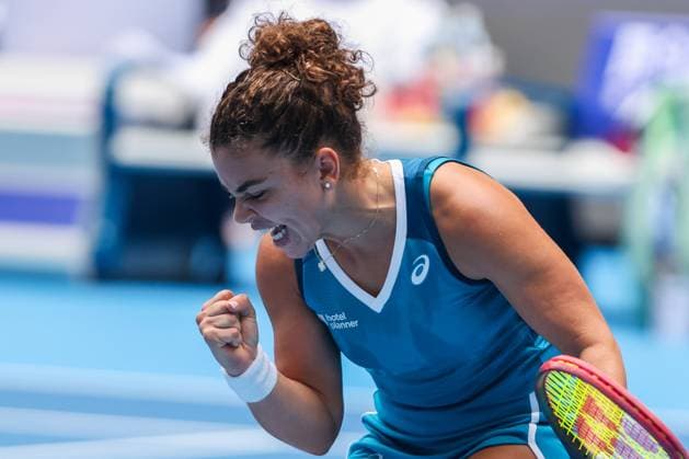 BEIJING, CHINA - SEPTEMBER 28: Jasmine Paolini of Italy reacts in the Women s Singles Round of 64 match against Clara Tauson of Denmark on day six of 2024 China Open at National Tennis Center on September 28, 2024 in Beijing, China.  Copyright: xVCGx 111520850023