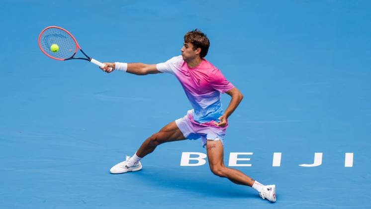 BEIJING, CHINA - SEPTEMBER 28: Flavio Cobolli of Italy competes in the Men s Singles Round of 16 match against Pavel Kotov of Russia on day six of 2024 China Open at National Tennis Center on September 28, 2024 in Beijing, China.  Copyright: xVCGx 111520849132