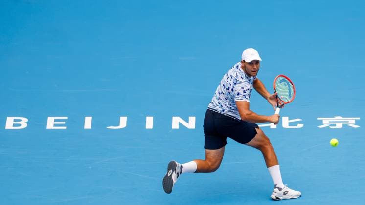 BEIJING, CHINA - SEPTEMBER 28: Pavel Kotov of Russia competes in the Men s Singles Round of 16 match against Flavio Cobolli of Italy on day six of 2024 China Open at National Tennis Center on September 28, 2024 in Beijing, China.  Copyright: xVCGx 111520849124