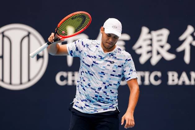 BEIJING, CHINA - SEPTEMBER 28: Pavel Kotov of Russia reacts in the Men s Singles Round of 16 match against Flavio Cobolli of Italy on day six of 2024 China Open at National Tennis Center on September 28, 2024 in Beijing, China.  Copyright: xVCGx 111520849122