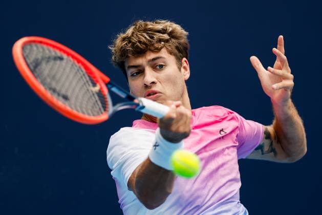 BEIJING, CHINA - SEPTEMBER 28: Flavio Cobolli of Italy competes in the Men s Singles Round of 16 match against Pavel Kotov of Russia on day six of 2024 China Open at National Tennis Center on September 28, 2024 in Beijing, China.  Copyright: xVCGx 111520849118