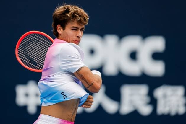 BEIJING, CHINA - SEPTEMBER 28: Flavio Cobolli of Italy competes in the Men s Singles Round of 16 match against Pavel Kotov of Russia on day six of 2024 China Open at National Tennis Center on September 28, 2024 in Beijing, China.  Copyright: xVCGx 111520849113