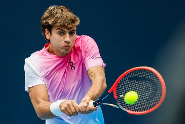 BEIJING, CHINA - SEPTEMBER 28: Flavio Cobolli of Italy competes in the Men s Singles Round of 16 match against Pavel Kotov of Russia on day six of 2024 China Open at National Tennis Center on September 28, 2024 in Beijing, China.  Copyright: xVCGx 111520849104