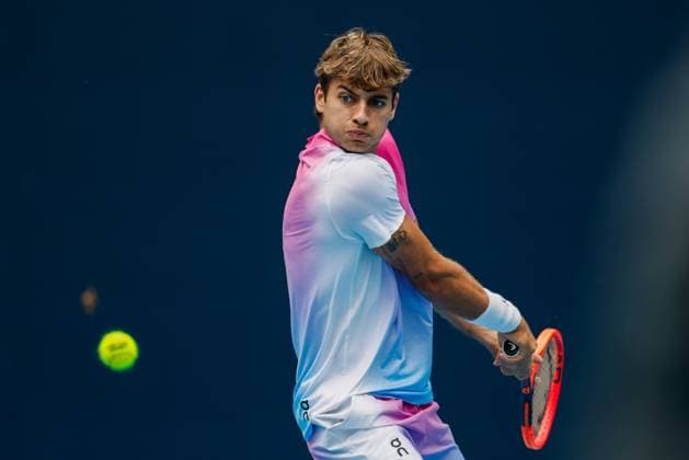 BEIJING, CHINA - SEPTEMBER 28: Flavio Cobolli of Italy competes in the Men s Singles Round of 16 match against Pavel Kotov of Russia on day six of 2024 China Open at National Tennis Center on September 28, 2024 in Beijing, China.  Copyright: xVCGx 111520849103