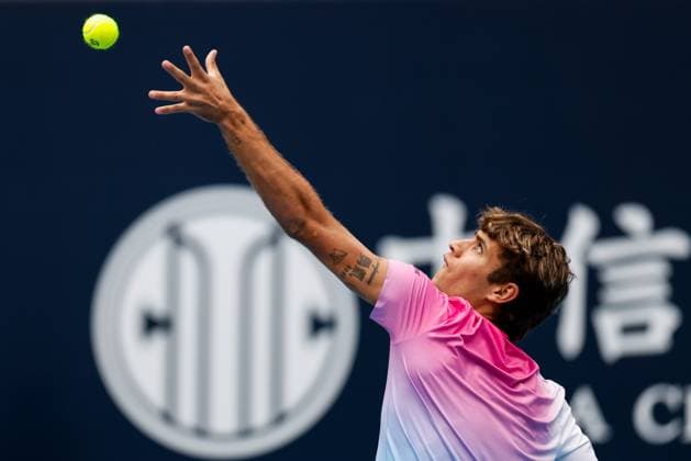 BEIJING, CHINA - SEPTEMBER 28: Flavio Cobolli of Italy competes in the Men s Singles Round of 16 match against Pavel Kotov of Russia on day six of 2024 China Open at National Tennis Center on September 28, 2024 in Beijing, China.  Copyright: xVCGx 111520849100