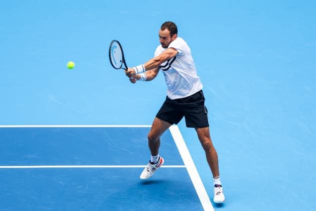 BEIJING, CHINA - SEPTEMBER 28: Roman Safiullin of Russia competes in the Men s Singles Round of 16 match against Jannik Sinner of Italy on day six of 2024 China Open at National Tennis Center on September 28, 2024 in Beijing, China.  Copyright: xVCGx 111520849687