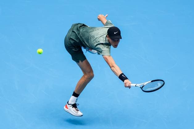 BEIJING, CHINA - SEPTEMBER 28: Jannik Sinner of Italy competes in the Men s Singles Round of 16 match against Roman Safiullin of Russia on day six of 2024 China Open at National Tennis Center on September 28, 2024 in Beijing, China.  Copyright: xVCGx 111520849674