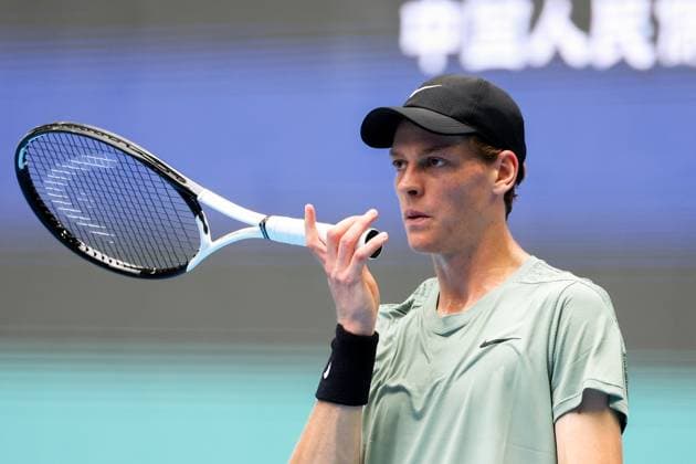 BEIJING, CHINA - SEPTEMBER 28: Jannik Sinner of Italy reacts in the Men s Singles Round of 16 match against Roman Safiullin of Russia on day six of 2024 China Open at National Tennis Center on September 28, 2024 in Beijing, China.  Copyright: xVCGx 111520849667