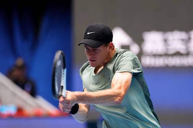 BEIJING, CHINA - SEPTEMBER 28: Jannik Sinner of Italy competes in the Men s Singles Round of 16 match against Roman Safiullin of Russia on day six of 2024 China Open at National Tennis Center on September 28, 2024 in Beijing, China.  Copyright: xVCGx 111520849664