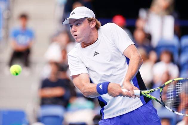 September 29, 2024, Tokyo, Japan: Alex MICHELSEN (USA) hits a return against Tomas MACHAC (CZE) during the Kinoshita Group Japan Open Tennis Championships 2024 at the Ariake Coloseum. This is the longest-running ATP, Tennis Herren Tour tournament in Asia, first held in 1972. The tournaments run from September 23 to October 1st. Tokyo Japan - ZUMAm191 20240929_aap_m191_022 Copyright: xRodrigoxReyesxMarinx