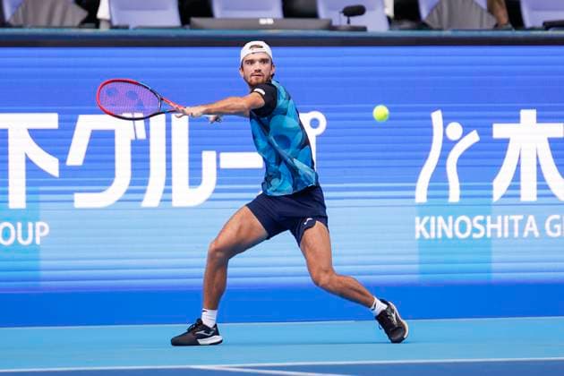 September 29, 2024, Tokyo, Japan: Tomas MACHAC (CZE) hits a return against Alex MICHELSEN (USA) during the Kinoshita Group Japan Open Tennis Championships 2024 at the Ariake Coloseum. This is the longest-running ATP, Tennis Herren Tour tournament in Asia, first held in 1972. The tournaments run from September 23 to October 1st. Tokyo Japan - ZUMAm191 20240929_aap_m191_025 Copyright: xRodrigoxReyesxMarinx