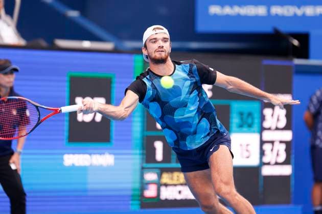 September 29, 2024, Tokyo, Japan: Tomas MACHAC (CZE) hits a return against Alex MICHELSEN (USA) during the Kinoshita Group Japan Open Tennis Championships 2024 at the Ariake Coloseum. This is the longest-running ATP, Tennis Herren Tour tournament in Asia, first held in 1972. The tournaments run from September 23 to October 1st. Tokyo Japan - ZUMAm191 20240929_aap_m191_027 Copyright: xRodrigoxReyesxMarinx
