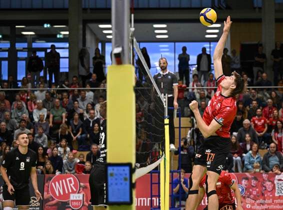 Volleyball 2 Bundesliga Season 2024 2025 Volksbank Arena 28 09 2024 TV Rottenburg Dentalservice Gust VC Dresden Jan Huber re, TV Rottenburg