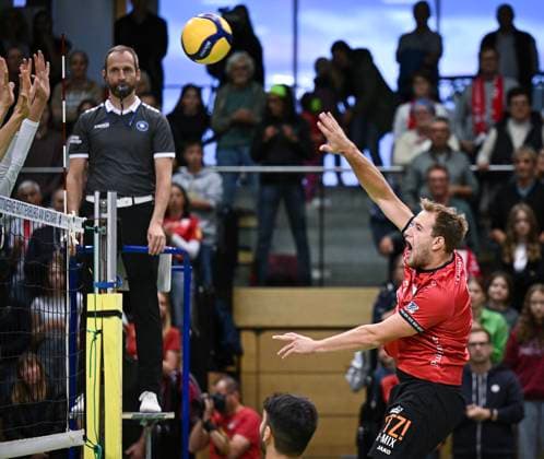 Volleyball 2 Bundesliga Season 2024 2025 Volksbank Arena 28 09 2024 TV Rottenburg Dentalservice Gust VC Dresden Jannik Lehmann re, TV Rottenburg