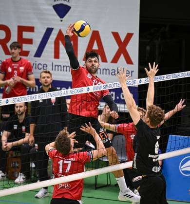 Volleyball 2 Bundesliga season 2024 2025 Volksbank Arena 28 09 2024 TV Rottenburg Dentalservice Gust VC Dresden Yannick Menke Mitte, TV Rottenburg