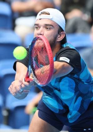September 29, 2024, Tokyo, Japan - Tomas Machac of Czech Republic retuens the ball against Alex Michelsen of the United States at the quarter-final match of the Japan Open Tennis championships at the Ariake Colosseum in Tokyo on Sunday, September 29, 2024. (photo by Yoshio Tsunoda AFLO) Noxthirdxpartyxsales  (0765583164st)