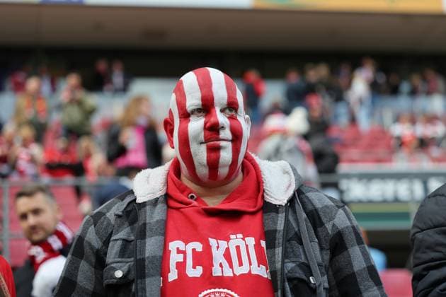 GER, 2 FBL 1 FC Koeln vs Karlsruher SC 29 09 2024, Rheinenergie Stadion, Koeln, GER, 2 FBL 1 FC Koeln vs Karlsruher SC , in the picture fans, friendly, atmosphere, colorful, national color, made up, emotions, scarves, nordphotoxGmbHx xMeuter nph00351