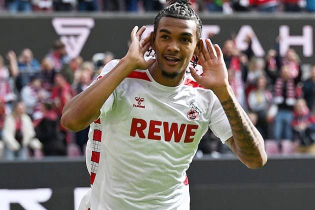 Koeln, Rheinenergiestadion, 29 09 24, GER, Herren, 2 Bundesliga, Saison 2024 2025, 1 FC Koeln Karlsruher SC Bild Damion DOWNS Koeln jubilates after his goal for 2 0 Only for editorial use DFL regulations prohibit any use of photographs as image sequences and or quasi video NRW Germany