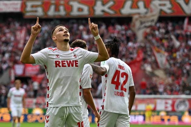 Koeln, Rheinenergiestadion, 29 09 24, GER, Herren, 2 Bundesliga, Saison 2024 2025, 1 FC Koeln Karlsruher SC Bild Tim LEMPERLE Koeln jubilates after his goal for 4 2 Only for editorial use DFL regulations prohibit any use of photographs as image sequences and or quasi video NRW Germany