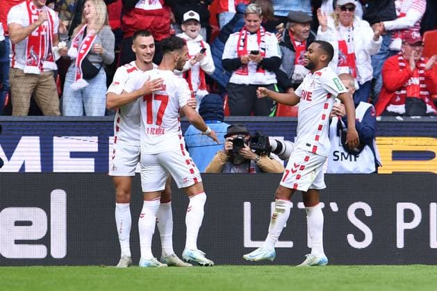 Soccer 2 Bundesliga 7 Matchday 1 FC Köln Karlsruher SC on 29 09 2024 at RheinEnergieStadion in Cologne Goal celebration for 4 2 by Tim Lemperle Köln DFL regulations prohibit any use of photographs as image sequences and or quasi video xRx