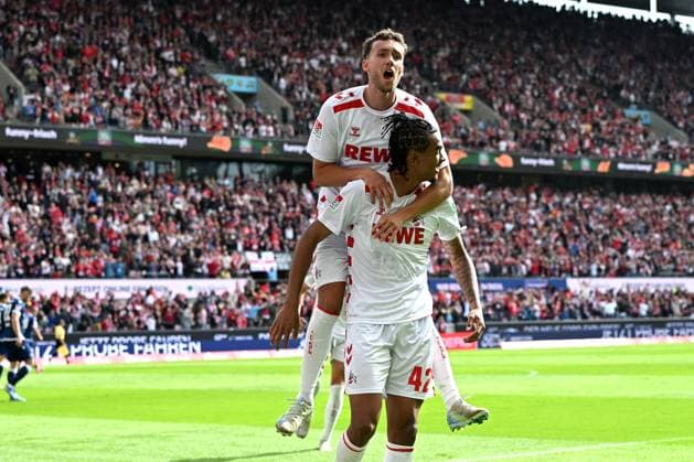 Luca Waldschmidt 1 FC Koeln and Damion Downs 1 FC Koeln celebrates after scoring his team™s second goal during the 2 Bundesliga match between 1 FC Koeln and Karlsruher SC at RheinEnergieStadion on September 29, 2024 in Cologne, Germany, Germany Photo by Ralf Treese DeFodi Images Luca Waldschmidt 1 FC Koeln and Damion Downs 1 FC Koeln celebrates after scoring his team™s second goal during the 2 Bundesliga match between 1 FC Köln and Karlsruher SC at RheinEnergieStadion on September 29, 2024 in Cologne, Germany Photo by Ralf Treese DeFodi Images DFB DFL REGULATIONS PROHIBIT ANY USE OF PHOTOGRAPHS AS IMAGE SEQUENCES AND OR QUASI VIDEO Defodi 521 KOEKSC20240929 052 Defodi-521 DFB DFL REGULATIONS PROHIBIT ANY USE OF PHOTOGRAPHS AS IMAGE SEQUENCES AND OR QUASI-VIDEO.