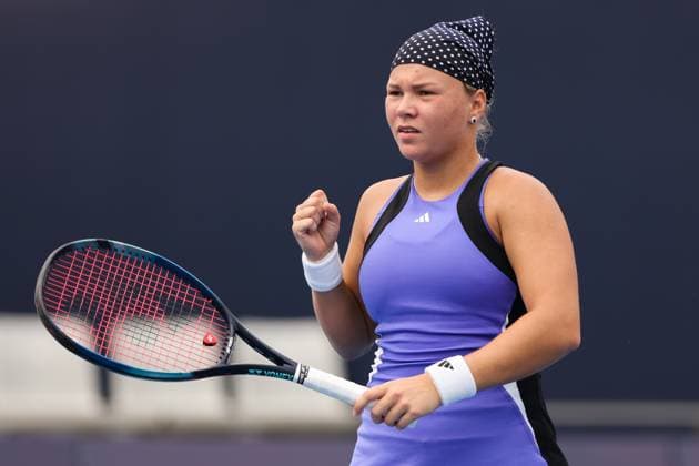 BEIJING, CHINA - SEPTEMBER 29: Diana Shnaider of Russia reacts in the Women s Singles Round of 32 match against Magdalena Frech of Poland on day seven of 2024 China Open at National Tennis Center on September 29, 2024 in Beijing, China.  Copyright: xVCGx 111520901142