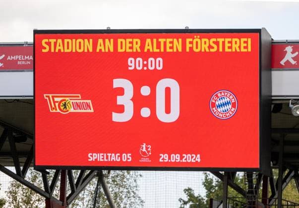 Soccer, Women, Season 2024 2025, 2 Women Bundesliga 5 Matchday , 1 FC Union Berlin FC Bayern München II, Scoreboard with 3 0 final score, 29 09 2024, Copyright: xMatthiasxKochx