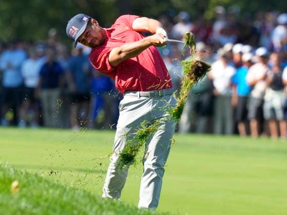 September 29, 2024, Montreal, Pq, Canada: United States team member Xander Schauffele hits out of the rough on the 2nd hole during their fifth round singles match at the Presidents Cup golf tournament at Royal Montreal Golf Club on Sunday, September 29, 2024 in Montreal. Xander Schauffele  - ZUMAc35_ 20240929_zaf_c35_004 Copyright: xFrankxGunnx