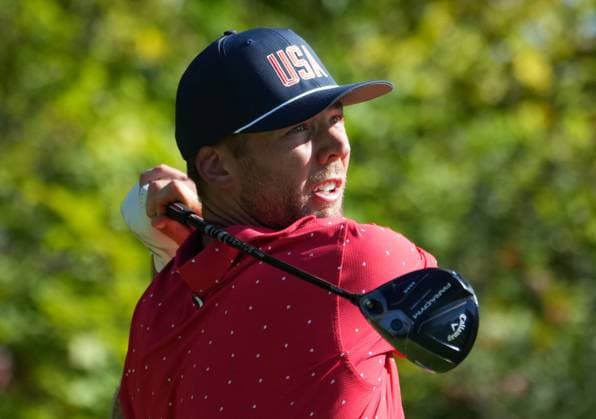 September 29, 2024, Montreal, Pq, Canada: United States team member Sam Burns tees off on the 4th hole during their fifth round singles match at the Presidents Cup golf tournament at Royal Montreal Golf Club on Sunday, September 29, 2024 in Montreal. Sam Burns,  - ZUMAc35_ 20240929_zaf_c35_013 Copyright: xChristinnexMuschix