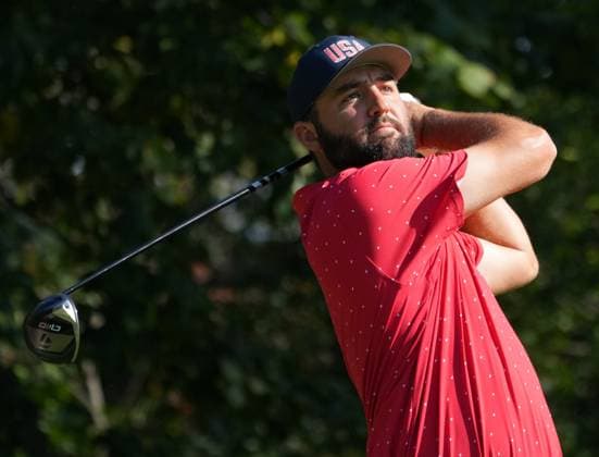 September 29, 2024, Montreal, Pq, Canada: United States team member Scottie Scheffler tees off on the 4th hole during their fifth round singles match at the Presidents Cup golf tournament at Royal Montreal Golf Club on Sunday, September 29, 2024 in Montreal. Scottie Schefler,  - ZUMAc35_ 20240929_zaf_c35_014 Copyright: xChristinnexMuschix
