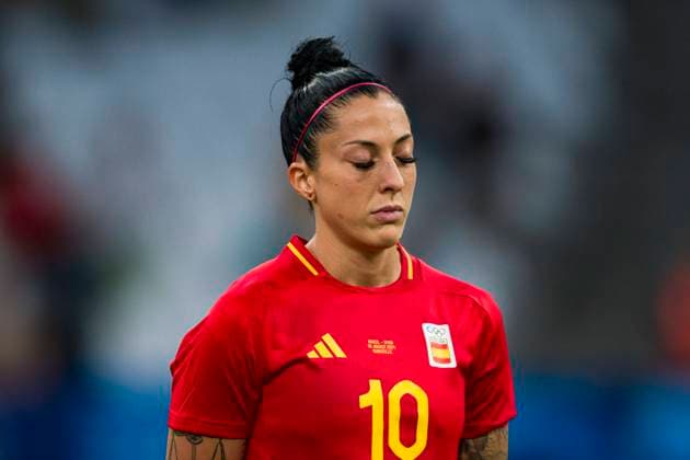 Marseille, France August 6 Jennifer Hermoso of Spain getting into the field during the Women s semifinal match between Brazil and Spain during the Olympic Games Paris 2024 at Stade de Marseille on August 6, 2024 in Marseille, France Photo by JustPictures Marseille Stade de Marseille France Copyright: x x2024xEurasiaxSportxImagesx jp-en-EuSpIm-MM4_Brazil_Spain_06Aug2024_MS0110