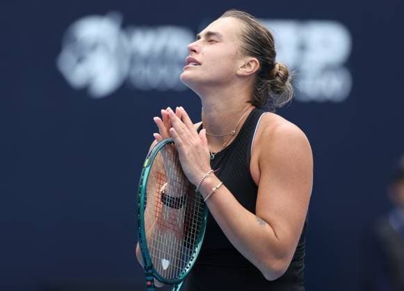 (240930) -- BEIJING, Sept. 30, 2024 -- Aryna Sabalenka of Belarus reacts during the women s singles third round match against Ashlyn Krueger of the United States at 2024 China Open tennis tournament in Beijing, capital of China, Sept. 30, 2024. ) (SP)CHINA-BEIJING-TENNIS-CHINA OPEN-WOMEN S SINGLES (CN) ZhangxChenlin 