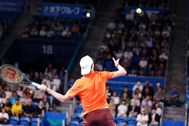 September 30, 2024, Tokyo, Japan: Ugo HUMBERT (FRA) hits a return against Tomas MACHAC (CZE) during their Men s Singles Semifinal match of the Kinoshita Group Japan Open Tennis Championships 2024 at the Ariake Coloseum. This is the longest-running ATP, Tennis Herren Tour tournament in Asia, first held in 1972. The tournaments run from September 23 to October 1st. Tokyo Japan - ZUMAm191 20240930_aap_m191_020 Copyright: xRodrigoxReyesxMarinx