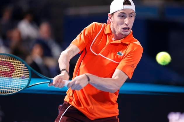 September 30, 2024, Tokyo, Japan: Ugo HUMBERT (FRA) hits a return against Tomas MACHAC (CZE) during their Men s Singles Semifinal match of the Kinoshita Group Japan Open Tennis Championships 2024 at the Ariake Coloseum. This is the longest-running ATP, Tennis Herren Tour tournament in Asia, first held in 1972. The tournaments run from September 23 to October 1st. Tokyo Japan - ZUMAm191 20240930_aap_m191_022 Copyright: xRodrigoxReyesxMarinx
