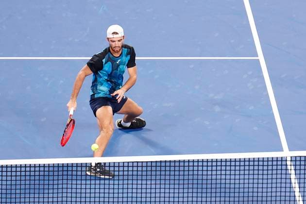 September 30, 2024, Tokyo, Japan: Tomas MACHAC (CZE) hits a return against Ugo HUMBERT (FRA) during their Men s Singles Semifinal match of the Kinoshita Group Japan Open Tennis Championships 2024 at the Ariake Coloseum. This is the longest-running ATP, Tennis Herren Tour tournament in Asia, first held in 1972. The tournaments run from September 23 to October 1st. Tokyo Japan - ZUMAm191 20240930_aap_m191_030 Copyright: xRodrigoxReyesxMarinx