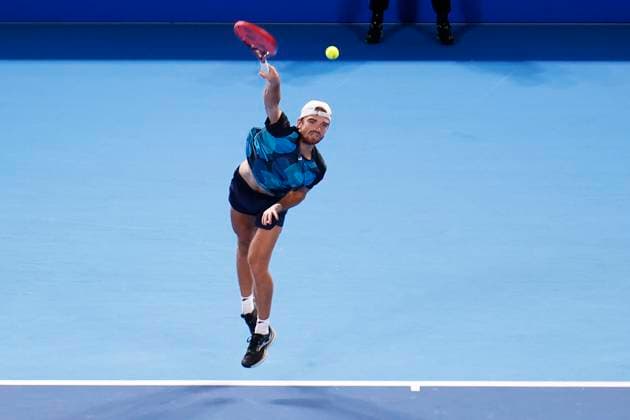 September 30, 2024, Tokyo, Japan: Tomas MACHAC (CZE) serves against Ugo HUMBERT (FRA) during their Men s Singles Semifinal match of the Kinoshita Group Japan Open Tennis Championships 2024 at the Ariake Coloseum. This is the longest-running ATP, Tennis Herren Tour tournament in Asia, first held in 1972. The tournaments run from September 23 to October 1st. Tokyo Japan - ZUMAm191 20240930_aap_m191_036 Copyright: xRodrigoxReyesxMarinx