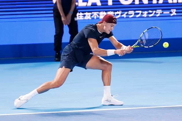 September 30, 2024, Tokyo, Japan: Holger RUNE (DEN) hits a return against Arthur FILS (FRA) during their Men s Singles Semifinal match of the Kinoshita Group Japan Open Tennis Championships 2024 at the Ariake Coloseum. This is the longest-running ATP, Tennis Herren Tour tournament in Asia, first held in 1972. The tournaments run from September 23 to October 1st. Tokyo Japan - ZUMAm191 20240930_aap_m191_048 Copyright: xRodrigoxReyesxMarinx