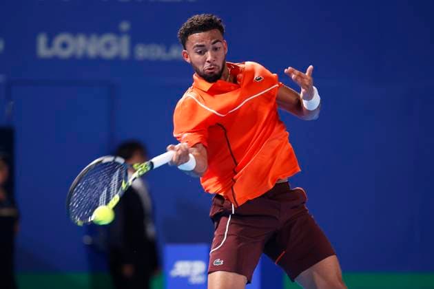 September 30, 2024, Tokyo, Japan: Arthur FILS (FRA) hits a return against Holger RUNE (DEN) during their Men s Singles Semifinal match of the Kinoshita Group Japan Open Tennis Championships 2024 at the Ariake Coloseum. This is the longest-running ATP, Tennis Herren Tour tournament in Asia, first held in 1972. The tournaments run from September 23 to October 1st. Tokyo Japan - ZUMAm191 20240930_aap_m191_051 Copyright: xRodrigoxReyesxMarinx