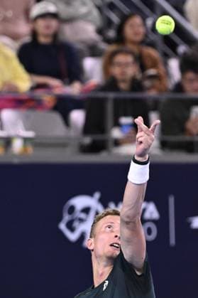 (240930) -- BEIJING, Sept. 30, 2024 -- Jiri Lehecka of the the Czech Republic serves during the men s singles quarterfinal match against Jannik Sinner of Italy at 2024 China Open tennis tournament in Beijing, capital of China, Sept. 30, 2024. ) (SP)CHINA-BEIJING-TENNIS-CHINA OPEN-MEN S SINGLES (CN) ZhangxLong 