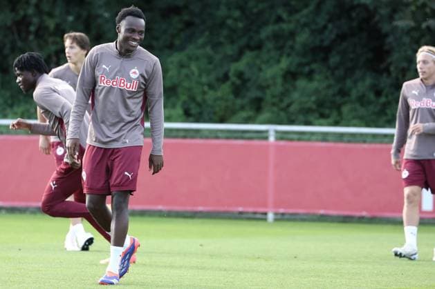 SOCCER - UEFA CL, RBS vs Brest SALZBURG,AUSTRIA,30.SEP.24 - SOCCER - UEFA Champions League, Red Bull Salzburg vs Stade Brestois 29, preview, training RBS. Image shows Samson Baidoo (RBS).  GEPAxpictures xDavidxGeieregger